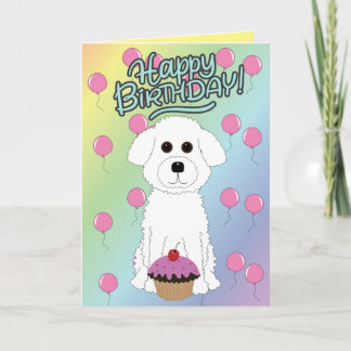 Cartão Happy Birthday Bichon Frise