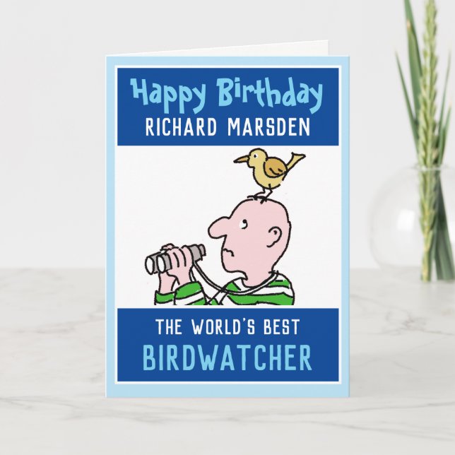 Cartão Happy Birthday Birdwatcher or Birder (Frente)