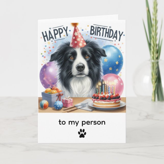 Cartão Happy Birthday Border Collie From Dog  (Frente)