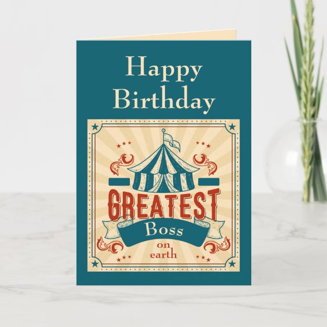 Cartão Happy Birthday Boss  Circus Monkeys Funny Card (Frente)