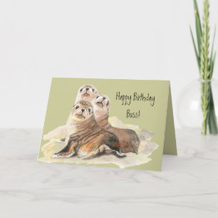 Cartão Happy Birthday Boss from Group of Cute Seals