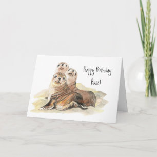 Cartão Happy Birthday Boss from Group of Cute Seals