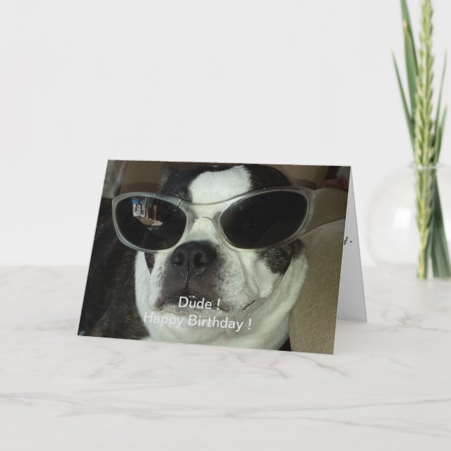 Cartão Happy Birthday Boston Terrier Greeting Card (Frente)