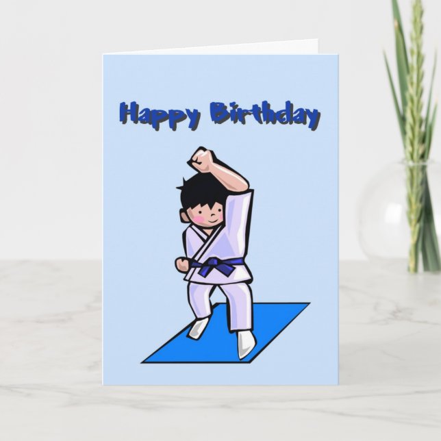 Cartão Happy Birthday Boy Martial Arts Greeting Card (Frente)