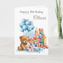 Cartão Happy Birthday Boy Watercolor Birthday Card