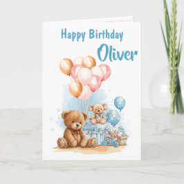 Cartão Happy Birthday Boy Watercolor Toys Card