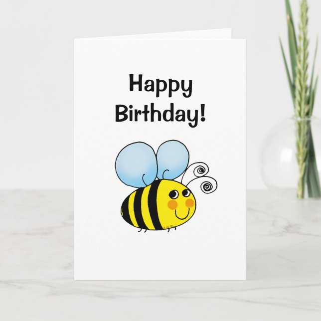 Cartão Happy birthday! (bumble bee) (Frente)