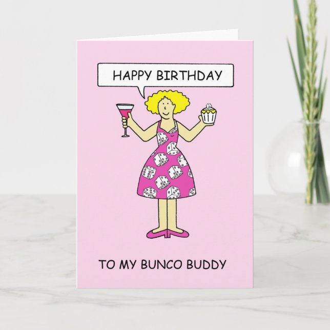 Cartão Happy Birthday Bunco Buddy (Frente)