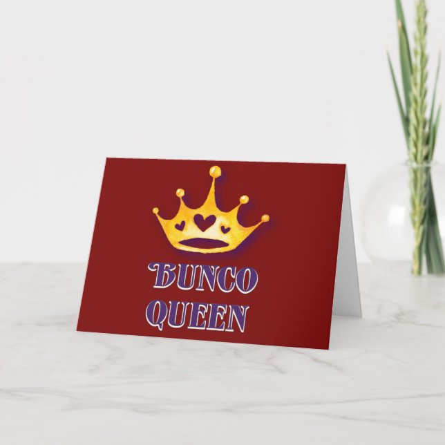 Cartão Happy Birthday Bunco Queen Friend Red Modern (Frente)