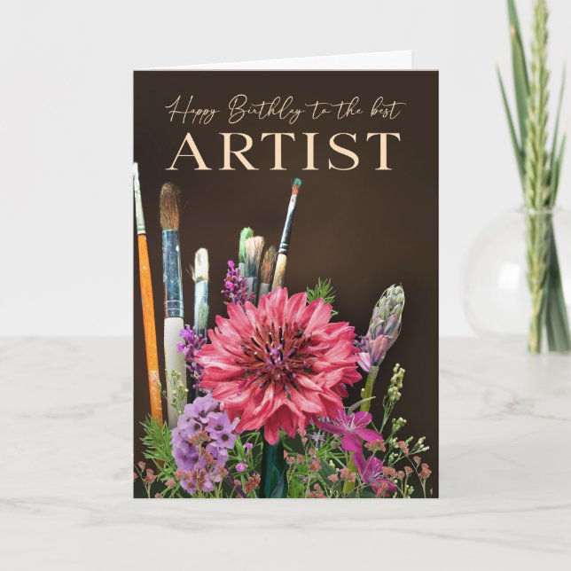 Cartão Happy Birthday Canvas Artist Painter Card (Frente)