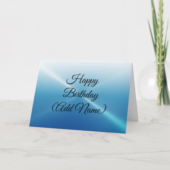 Cartão Happy Birthday Card Blue  Reflection Text (Frente)