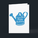 Cartão Happy Birthday Card for Gardeners Watering Can<br><div class="desc">Say happy birthday to your favorite gardener with this simple and modern style birthday card that features an illustration of gardening watering can in bright blue with your message in white script lettering on it. The message on the inside of this card is spelled out in coordinating blue script lettering....</div>