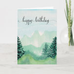 Cartão Happy Birthday Card For Him, Watercolor Mountains<br><div class="desc">Happy Birthday Card For Him,  Watercolor Mountains.</div>