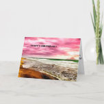 Cartão Happy Birthday Card Over Ocean & Beach Card<br><div class="desc">A painted "Happy Birthday" card with a lovely seascape background. A tranquil and serene theme. An idyllic,  positive and energizing card.</div>