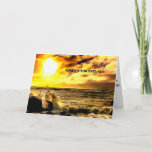 Cartão Happy Birthday Card Over Ocean & Beach Card<br><div class="desc">A painted "Happy Birthday" card with a lovely seascape background. A tranquil and serene theme. An idyllic,  positive and energizing card.</div>