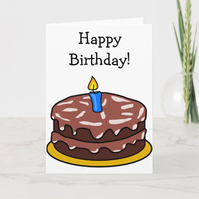 Cartão Happy Birthday Card with Chocolate Cake (Frente)