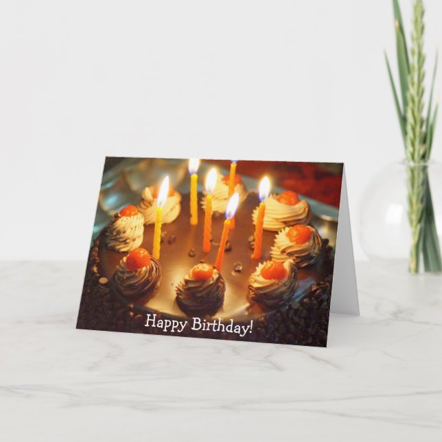 Cartão Happy Birthday Card with Chocolate Cake (Frente)