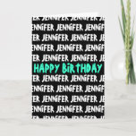 Cartão Happy Birthday card with personalized name<br><div class="desc">Happy Birthday card with personalized name. Cute modern greeting card for men women and kids. Trendy text design.</div>
