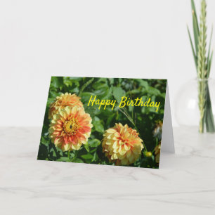 Cartão Happy birthday card with yellow dahlias