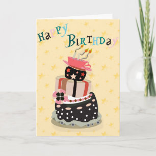 Cartão Happy Birthday Cards Cake Stack