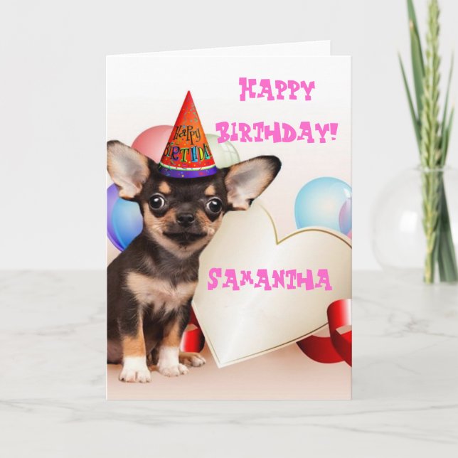 Cartão Happy Birthday Chihuahua greeting card (Frente)