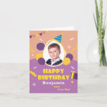 Cartão  Happy Birthday Child Kid Balloons Fun Personalize<br><div class="desc">Happy Birthday Child Kid Balloons Fun Personalize Card for that special person in your life. Personalize it with their photo and information.

  Happy Birthday Child Kid Balloons Fun</div>