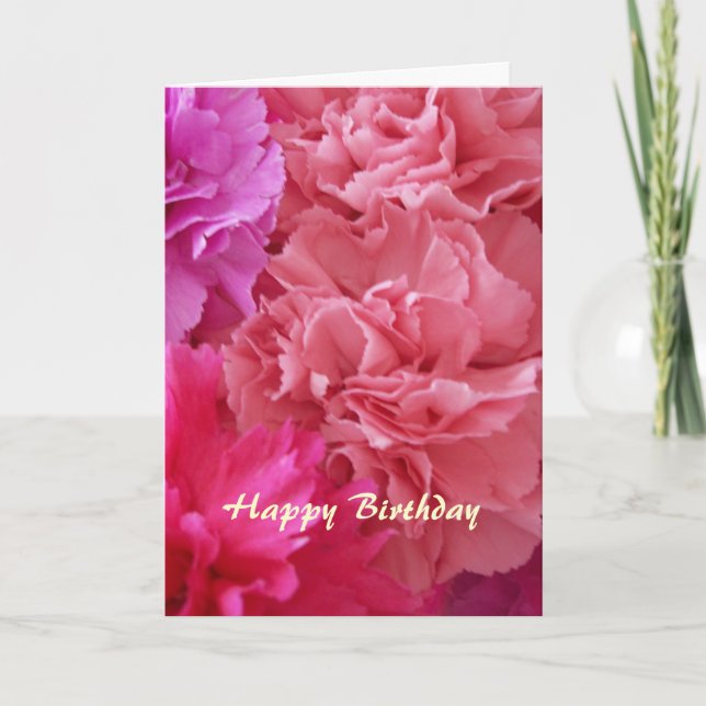 Cartão Happy Birthday Christian Card Carnations (Frente)