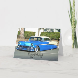 Cartão Happy Birthday Classic Blue car greeting card