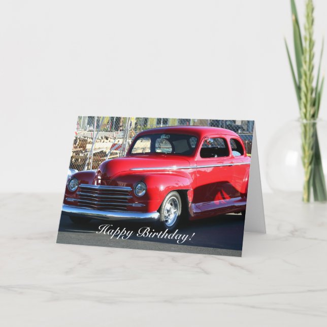 Cartão Happy Birthday Classic Car Greeting Card (Frente)