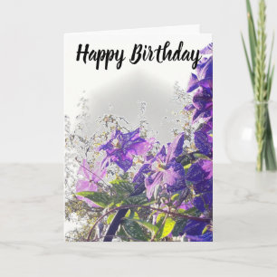Cartão *~* Happy Birthday Clematis Flower Customize