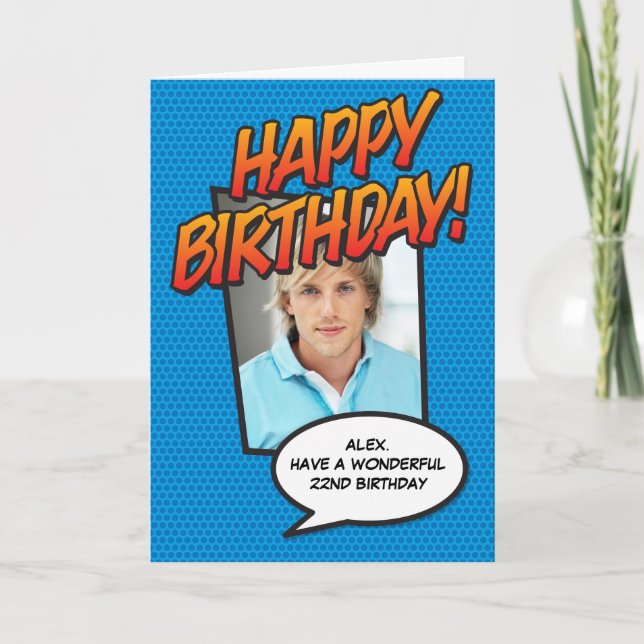 Cartão HAPPY BIRTHDAY Comic Book Pop Art Photo (Frente)