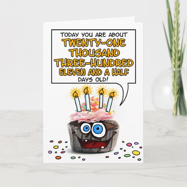 Cartão Happy Birthday Cupcake - 58 years old (Frente)