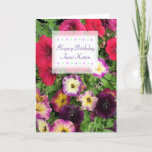 Cartão Happy Birthday Custom Card Pretty Flowers<br><div class="desc">Pretty red,  pink and purple Petunias floral Birthday Card for an Aunt,  Sister,  Grandma,  Mom,  Daughter or friend. You can change the text on the front of the card or the inside of the card in the personalize area.</div>