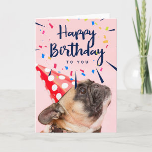 Cartão Happy Birthday   Cute Party Dog