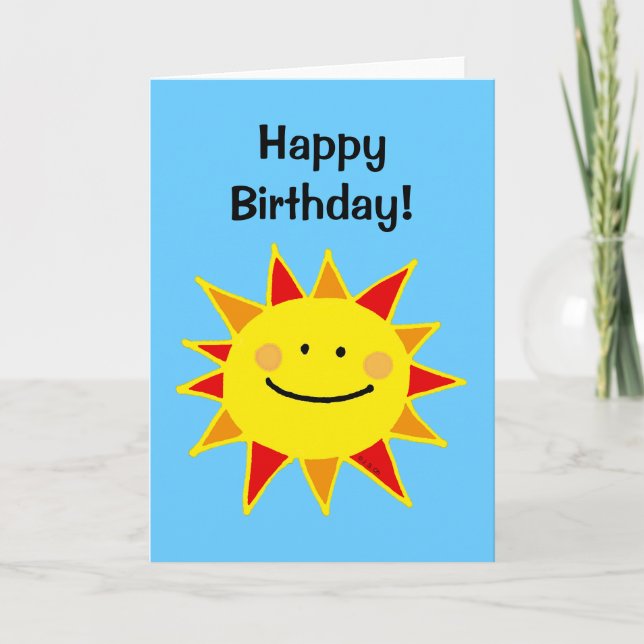 Cartão Happy birthday (cute sun) (Frente)