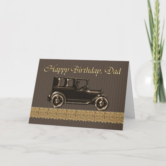 Cartão Happy Birthday Dad  Classic car (Frente)