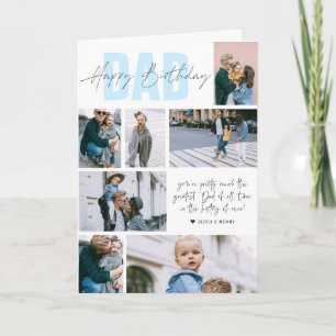 Cartão Happy Birthday Dad Modern 7 Photo Collage