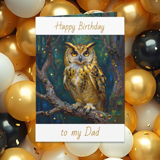 Cartão Happy Birthday Dad | Owl Themed  (Criador carregado)