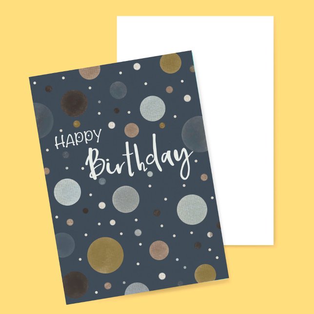 Cartão Happy Birthday Dark Blue Modern Dots  (Criador carregado)