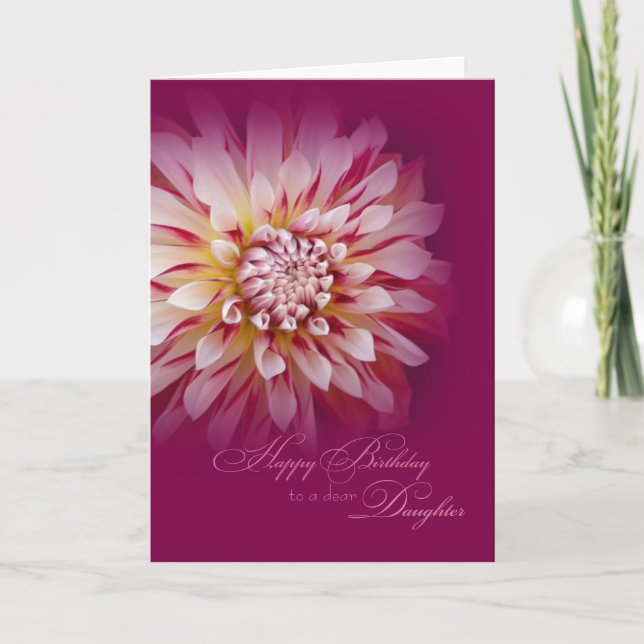 Cartão Happy Birthday Daughter Card/ Dahlia Birthday Card (Frente)
