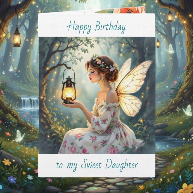 Cartão Happy Birthday Daughter | Fairy Themed (Criador carregado)