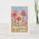 Cartão Happy Birthday Daughter Personalized<br><div class="desc">Beautiful Poppy Flower Abstract Watercolor Card. Handpainted watercolor artwork. Inside message fully customizable.</div>