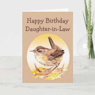 Cartão Happy Birthday Daughter Watercolor Wren Bird
