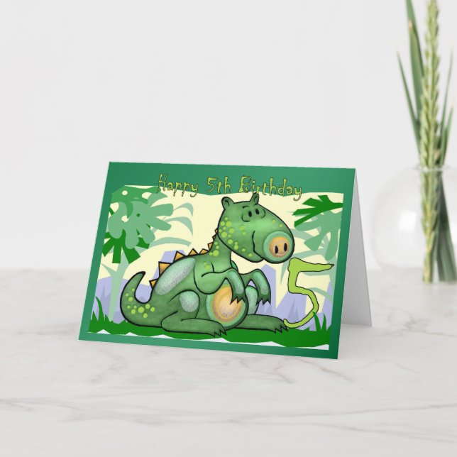 Cartão Happy Birthday Dinosaur Card 5th Birthday (Frente)