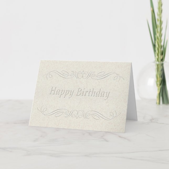 Cartão Happy Birthday embossed scroll (Frente)