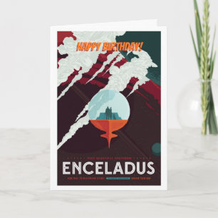 Cartão Happy Birthday! Enceladus Moon of Saturn