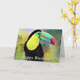 Cartão Happy Birthday - Exotic Tropical Toco Toucan Bird 