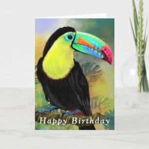 Cartão Happy Birthday - Exotic Tropical Toco Toucan Bird 