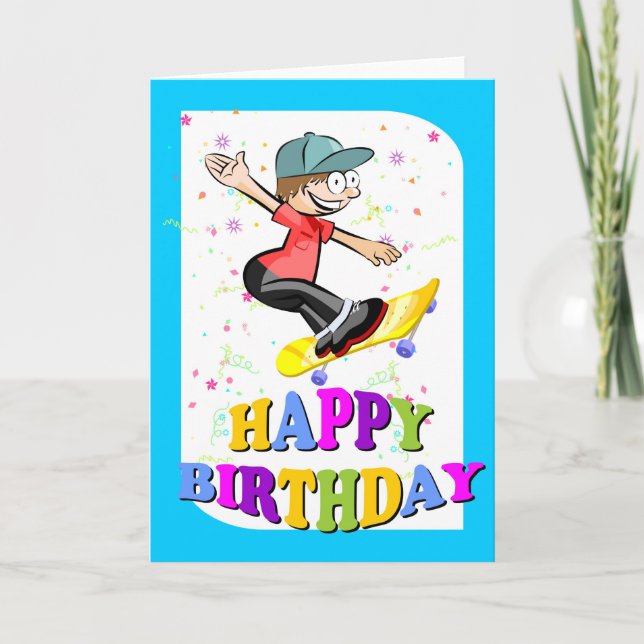 Cartão Happy birthday, extreme skateboarder (Frente)