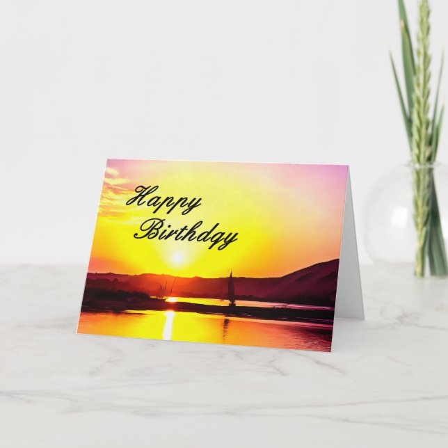 Cartão Happy Birthday Fine Art Sailing Card. (Frente)